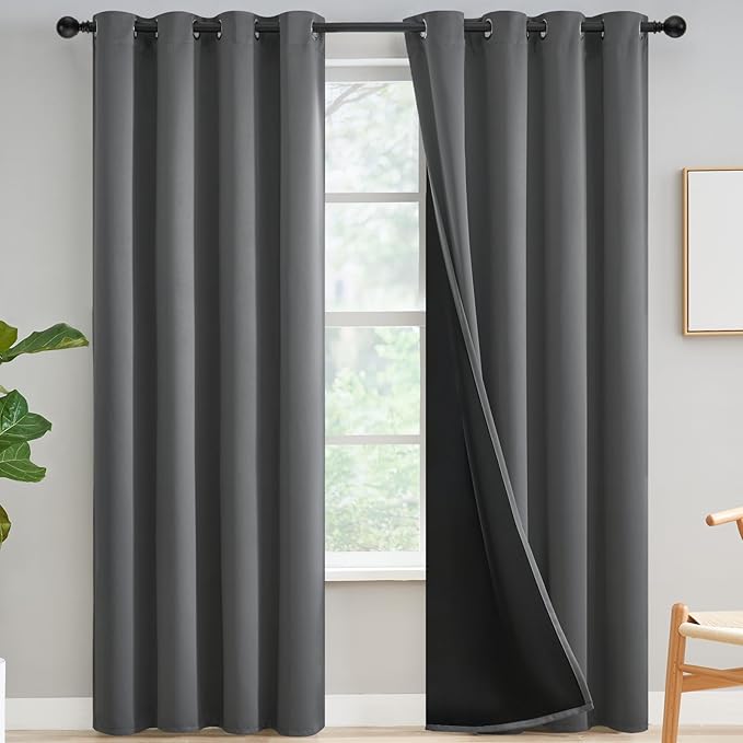 Yakamok Grey Blackout Curtains 90 inches Long by Yakamok