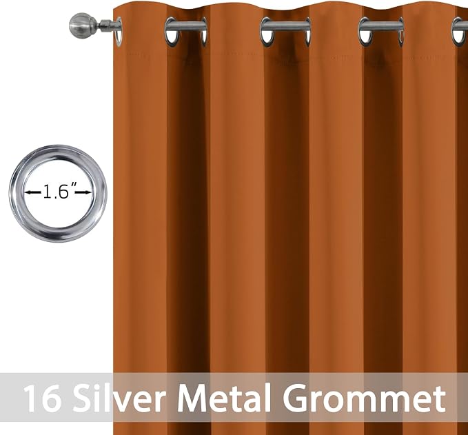 Yakamok Burnt Orange Room Darkening Curtains 84 inch Sliding Door Drapes | 1 - Image 3