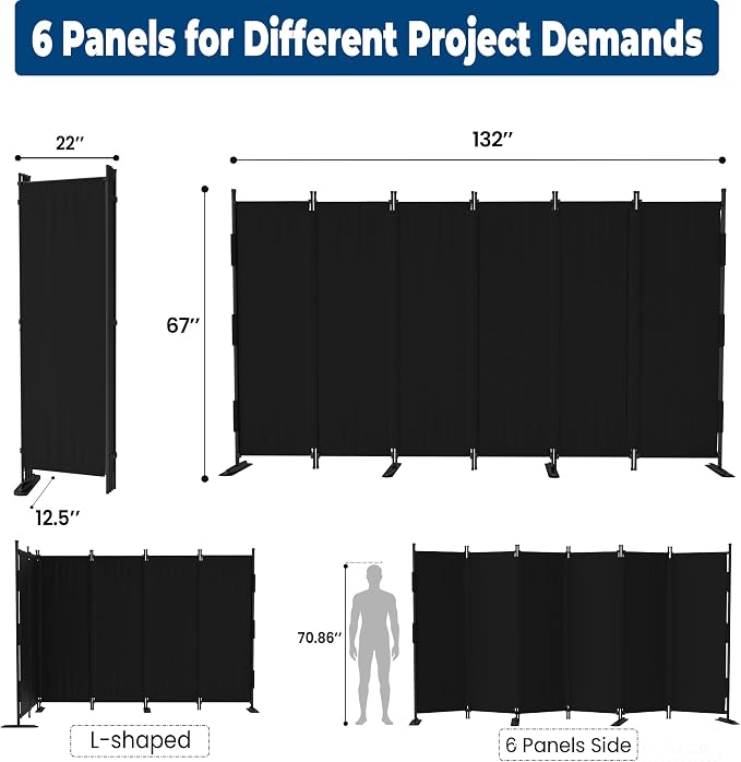 Room Divider, 6 Panel Upgraded 132” Folding Screen Highly Secretive | Privacy - Image 6
