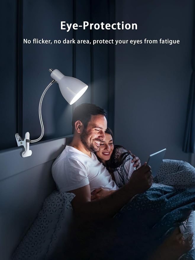 Desk lamp Eye-Caring Table Lamps, 360°Rotation Gooseneck Clip on Lamp Reading - Image 4