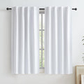 Short White Blackout Curtains Natural Back Tab Rod Pocket Narrow Curtain Panels by KEQIAOSUOCAI