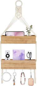 Mkono Bedside Shelf Organizer Macrame Wall Hanging Girls Room Decor Small | by Mkono