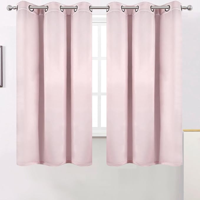 100% Blackout Curtains 63 Inch Long Baby Pink Curtains 2 Panels - Image 2