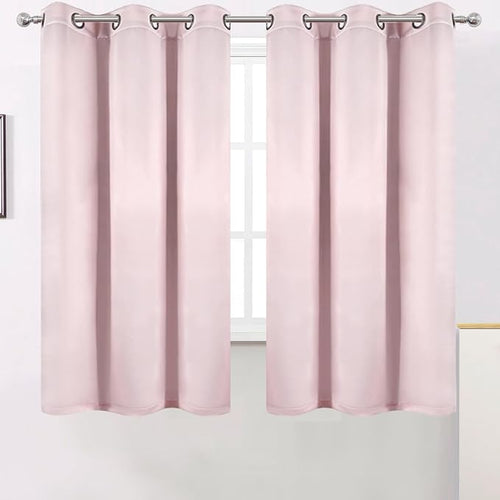 100% Blackout Curtains 40 x 63 Inches Long Thermal Insulated Baby Pink Curtains - Image 2