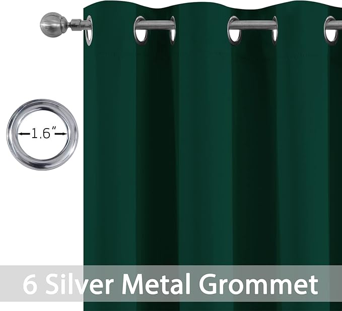 Yakamok Blackout Curtains 38x54 inch Dark Green Thermal Drapes-Bedroom | 2 - Image 2