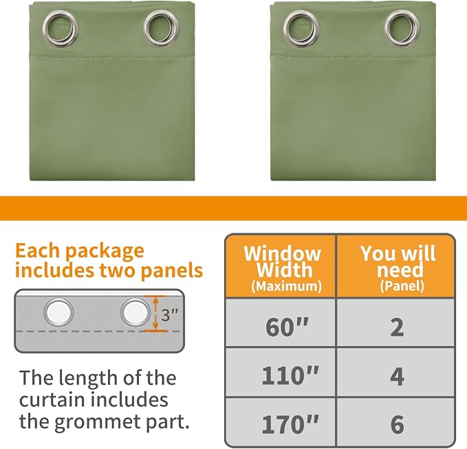 YoungsTex 100% Blackout Curtains 63 Inch Length 2 Panels, Room Darkening Drapes - Image 6