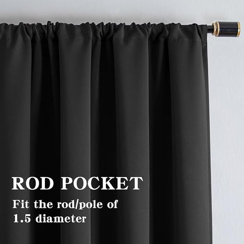 100% Blackout Curtains 108 Inch Length 2 Panels Set, Thermal Insulated Room - Image 2