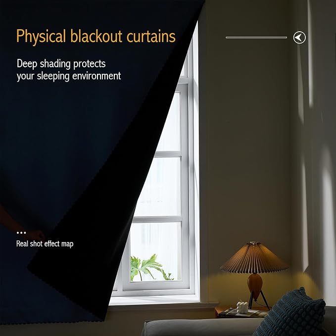 AJAZZ 100% Black Out Curtains Adhesive Blackout Temporary Curtain No Drilling - Image 4