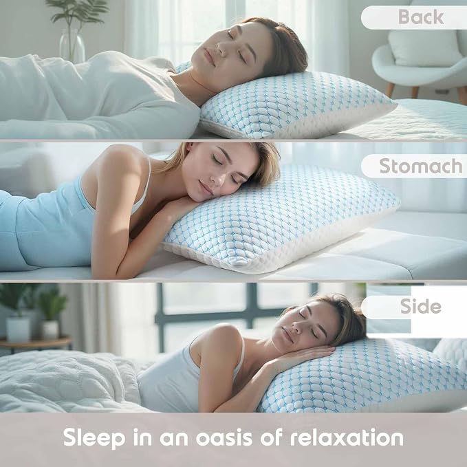 Nestl King Size Cooling Pillow for Sleeping 1 Pack, Luxury Shredded Memory Foam - Image 3