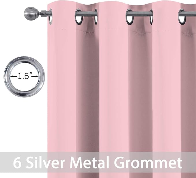 Yakamok Blackout Curtains 38x72 inch Pink Thermal Drapes-Bedroom | 2 panels - Image 2