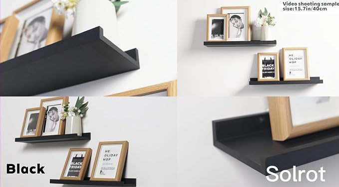 Black Floating Shelves for Wall Decor, 52 in Shelf - Image 4