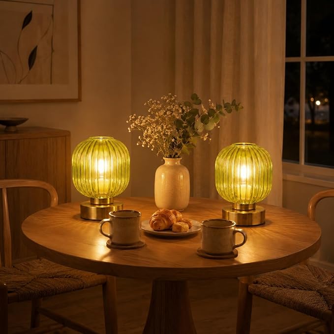Elenhome Green Touch Glass Table Lamp Set of 2, 3-Way Dimmable Bedside Lamps - Image 7