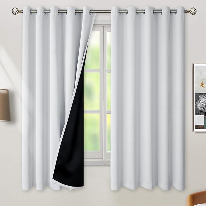 BGment Greyish White 100% Blackout Curtains by BGment