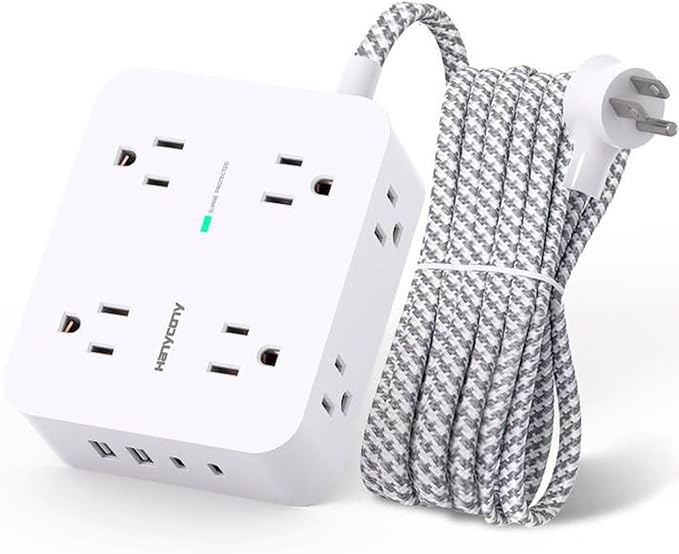HANYCONY Surge Protector Power Strip, 5 Ft Braided Extension Cord | 8 Outlets 4 by HANYCONY