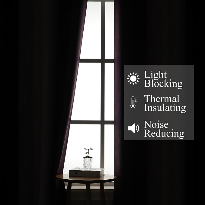 Black and Purple Ombre Blackout Curtains 96 Inch Length | Room Darkening - Image 3