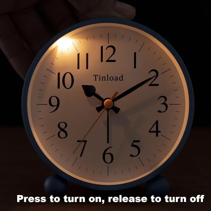 Tinload 4.5" Vintage Retro Analog Alarm Clock, Super Silent Non Ticking Small - Image 8