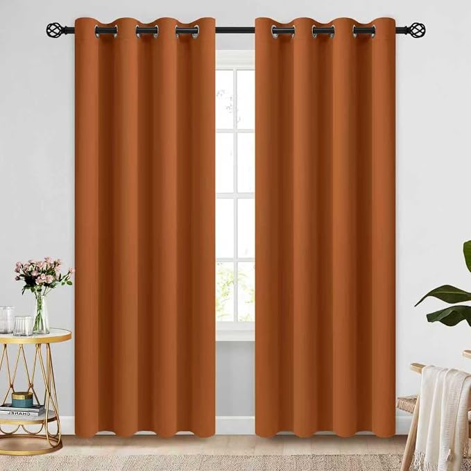 COSVIYA Grommet Room Darkening Brunt Orange Curtains 84 inch by COSVIYA