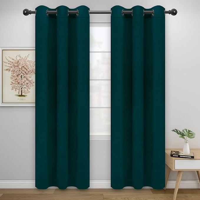Easy-Going Thermal Grommet Blackout Curtains, 2 Panels 42x84 in, Deep Teal | by Easy-Going