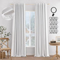 MIULEE 100% Blackout Curtains Faux Linen Curtains & Drapes 108 Inch, Full Black by MIULEE