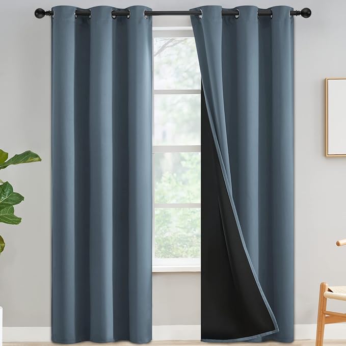 Yakamok Full Blackout Curtains 84 Inches Long, Grommet Top Thermal Insulated by Yakamok
