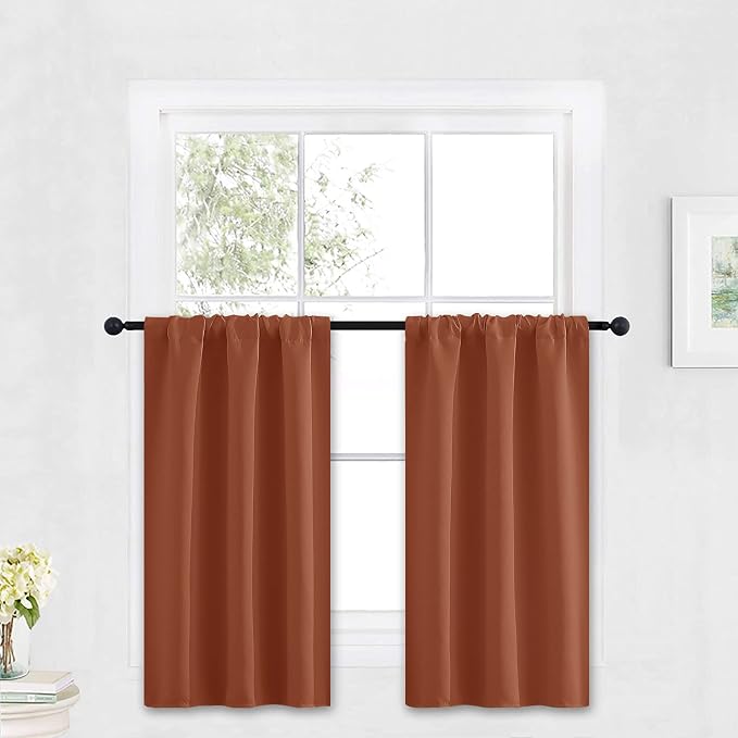 RYB HOME Cafe Blackout Curtains 30 inch Length, Short Window Curtain Tiers | by RYBHOME