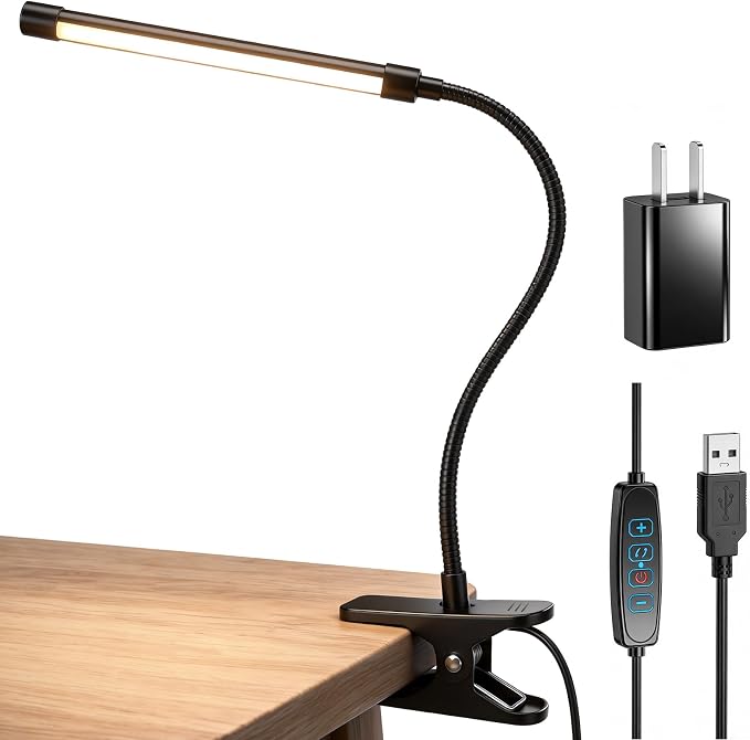 Clip on Reading Light for Books in Bed: Adjustable Dimmable Gooseneck Eye by Unknown