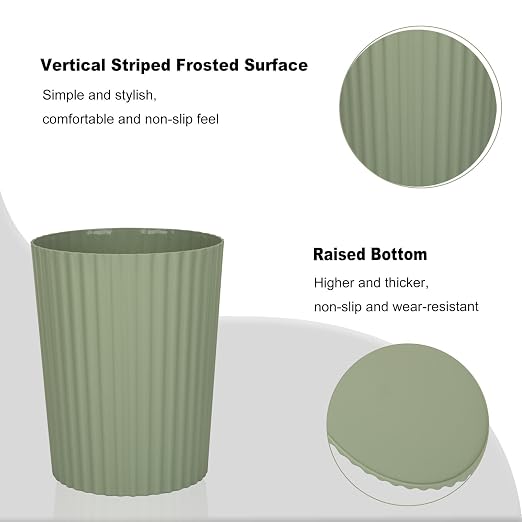 JiatuA Small Bathroom Trash Can Plastic Wastebasket Garbage Can Green | Sturdy - Image 3