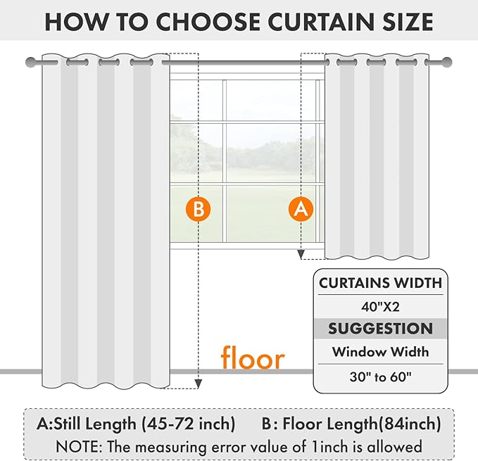 Short Navy Blue Half Blackout Curtains W40 x L36 Inch 2 Panels | Thermal - Image 6
