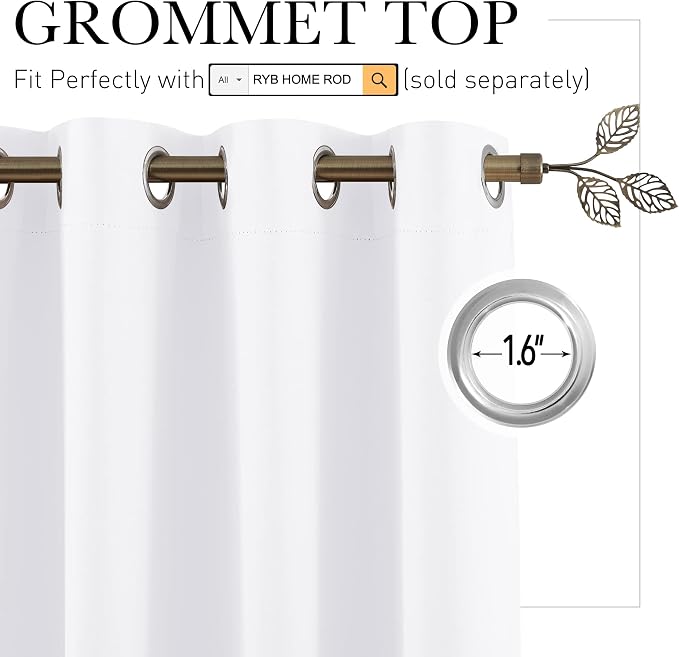 RYB HOME Privacy Curtain for Sliding Glass Door Locker Room Basement Closet | - Image 2