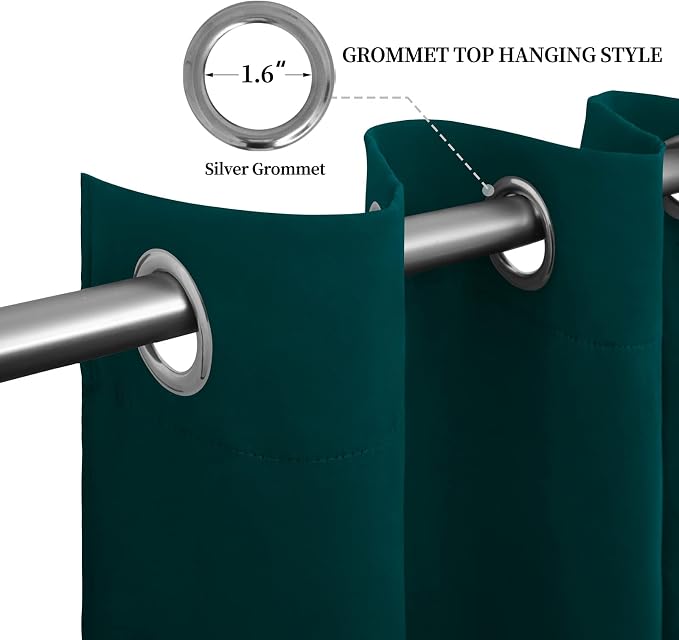 Easy-Going Thermal Grommet Blackout Curtains, 2 Panels 52x84 in, Deep Teal | - Image 5