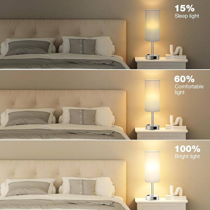 Light Grey Table Lamp for Nightstand - Image 5