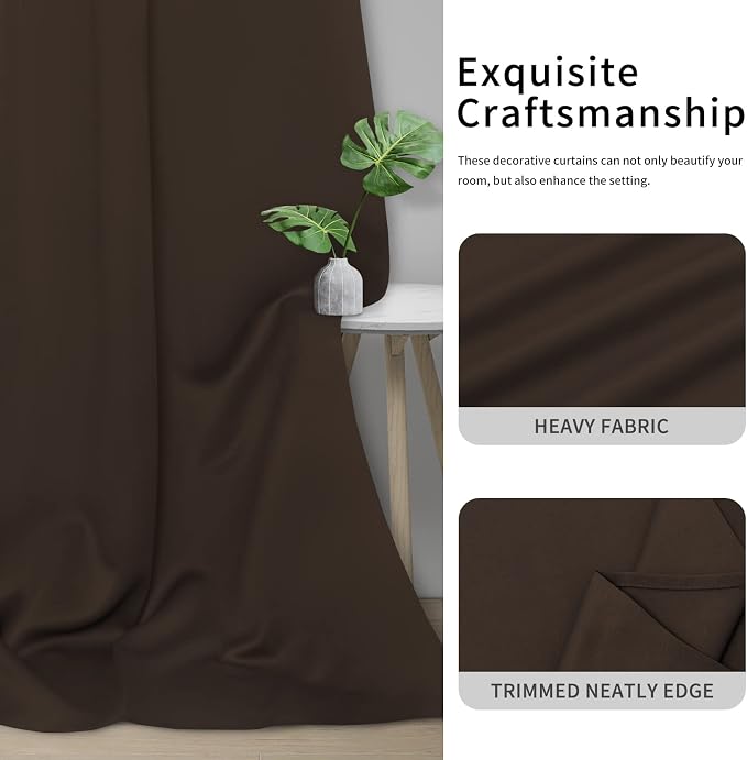 Easy-Going Thermal Grommet Blackout Curtains, 2 Panels 46x84 in, Dark Brown | - Image 5