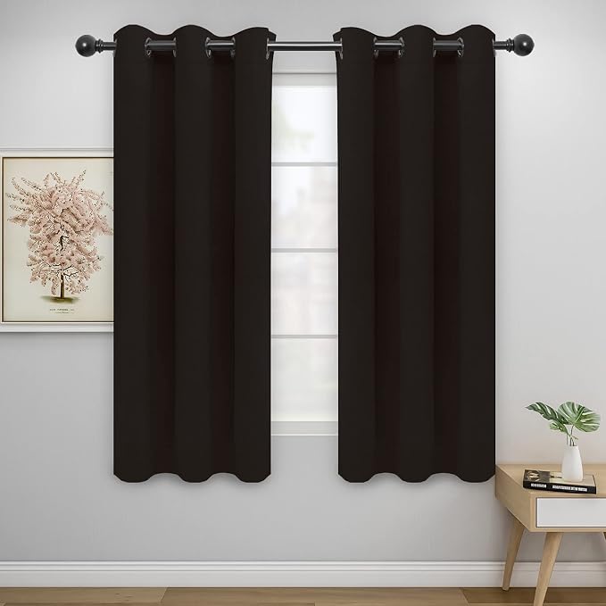 Easy-Going Thermal Grommet Blackout Curtains, 2 Panels 42x63 in, Dark Brown | by Easy-Going
