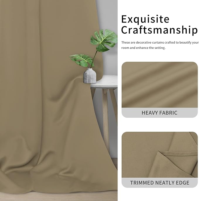 Easy-Going Thermal Grommet Blackout Curtains, 2 Panels 42x63 in, Tan | Washable - Image 5