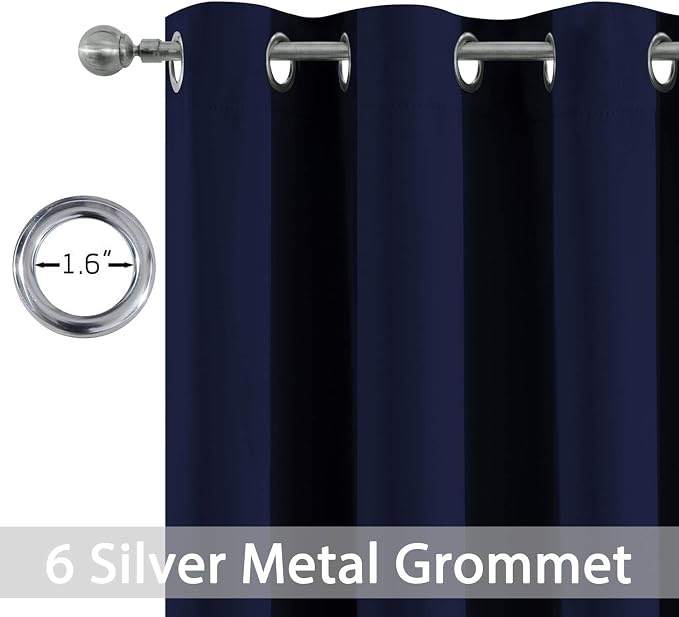 Yakamok Room Darkening Grommet Window Blackout Drapes Thermal Insulated Navy - Image 3