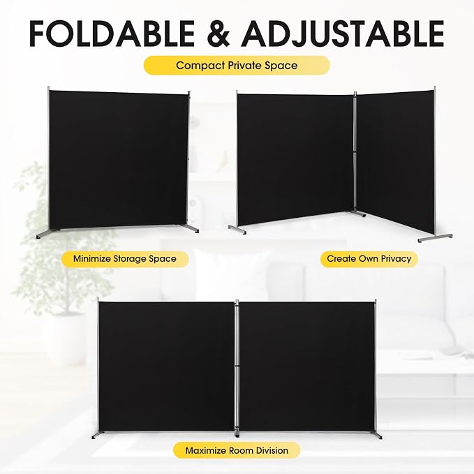 Rantila 2 Large Panels Room Divider, Portable Office Divider, Convenient Movable - Image 4