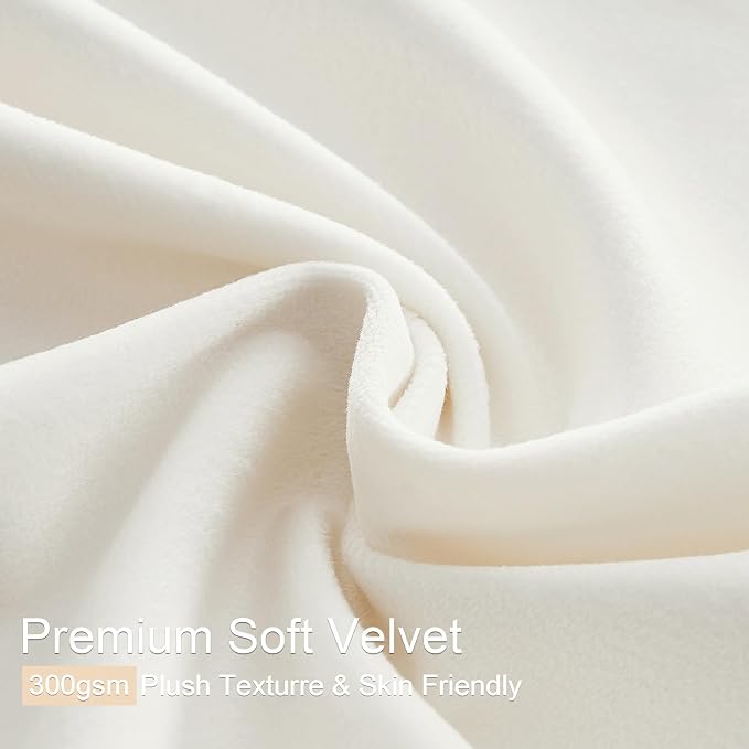 Ivory Velvet Pinch Pleated Curtains 84 Inches Long - Image 3