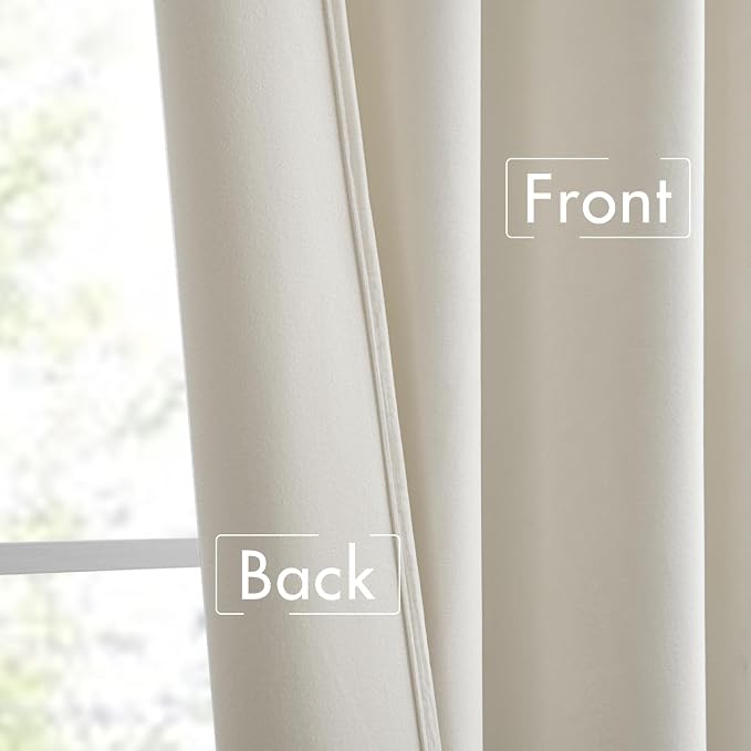 MIULEE Ivory White Velvet Pinch Pleat Blackout Curtains W52 X L108 Inches | 2 - Image 6