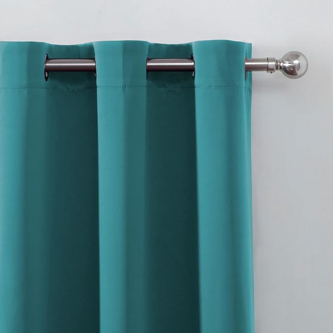 Blackout Curtains 52 x 90 Inch Long Sea Teal Curtains Set of 2 Panels Room - Image 6
