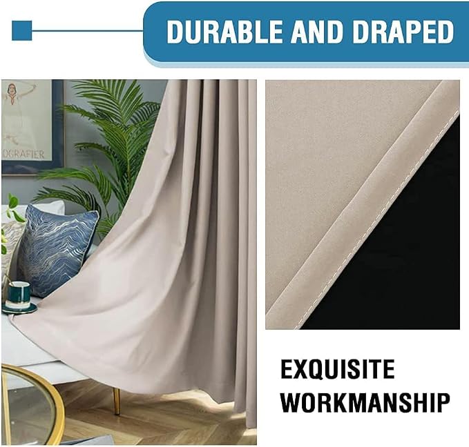 H.VERSAILTEX Thermal Insulated 100% Blackout Curtains 90" Length Full Light - Image 6