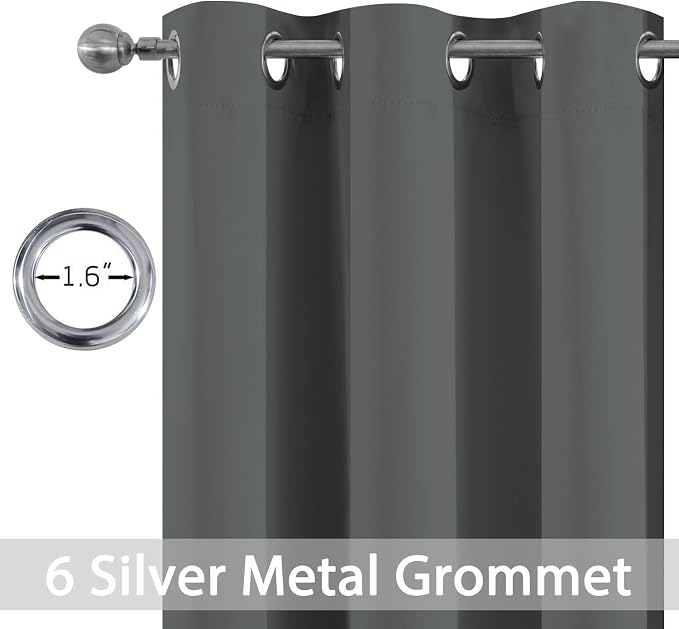 Yakamok Blackout Curtains 38x54 inch Dark Grey Thermal Drapes-Bedroom | 2 panels - Image 3