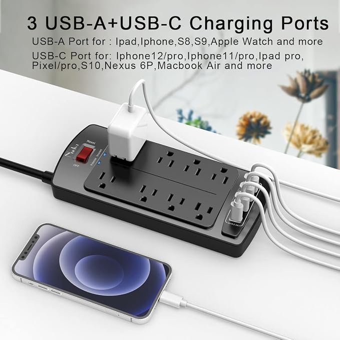 10 Feet Surge Protector Power Strip - Image 3