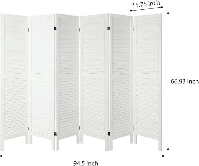 6 Panel Room Divider, Freestanding Wooden Privacy Scree | Durable paulownia wood - Image 2
