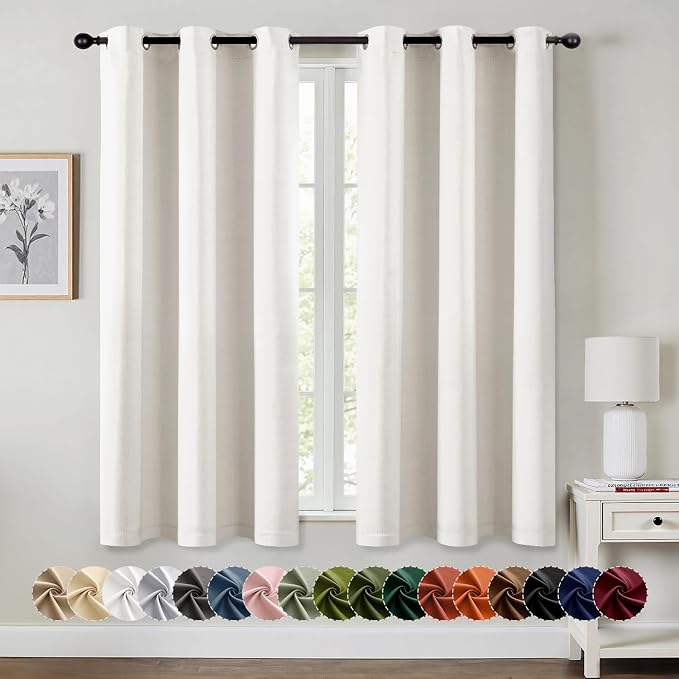 MIULEE Blackout Curtains for Bedroom 2 Panels 40 x 54 Inch Long Ivory | Thermal by MIULEE
