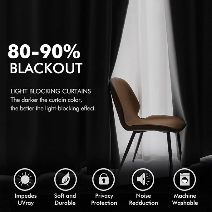 MIULEE Velvet Curtains Halloween Black 72 x 84 Inch Length Set of 2 | Grommet - Image 4