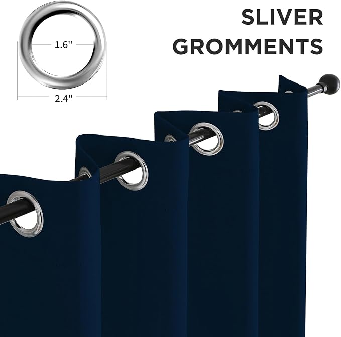 CUCRAF Navy Blue Blackout Curtains 90 Inches Long, Thermal Insulated Noise - Image 2