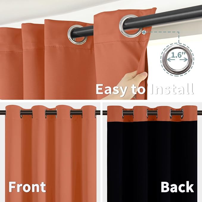 BGment Thermal Insulated 100% Blackout Curtains 63 Inch Length 2 Panels - Image 6