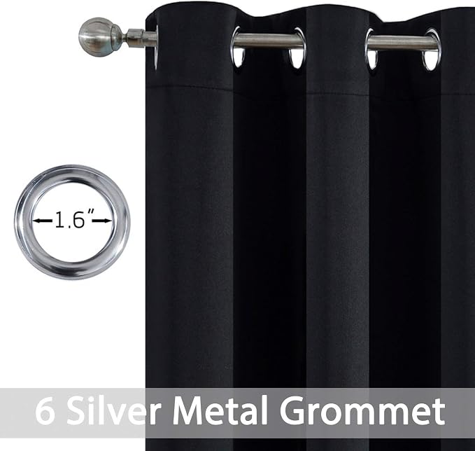 Yakamok Blackout Curtains 38x54 inch Black Thermal Drapes-Bedroom | 2 panels - Image 3