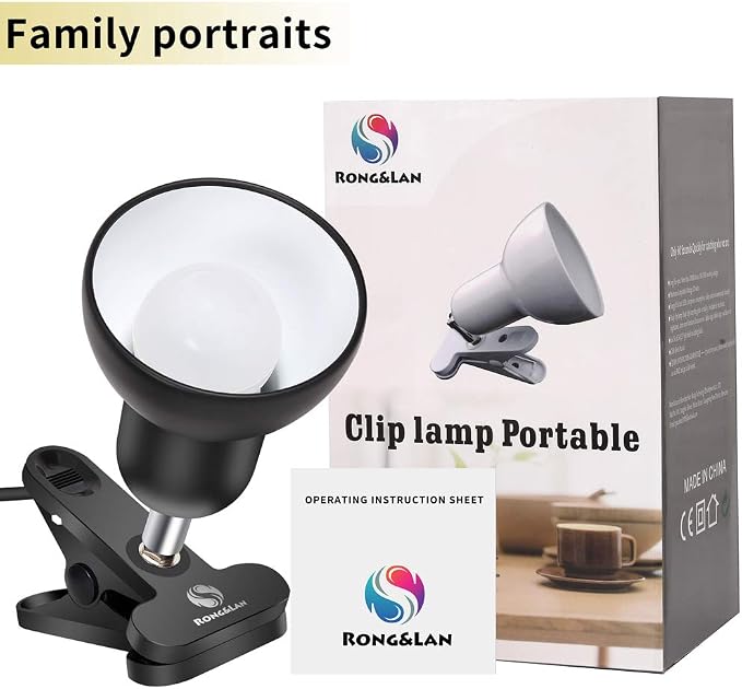 RONG&LAN Clip lamp, 360° Rotation Clip on Lamp Portable Book Reading Light - Image 6