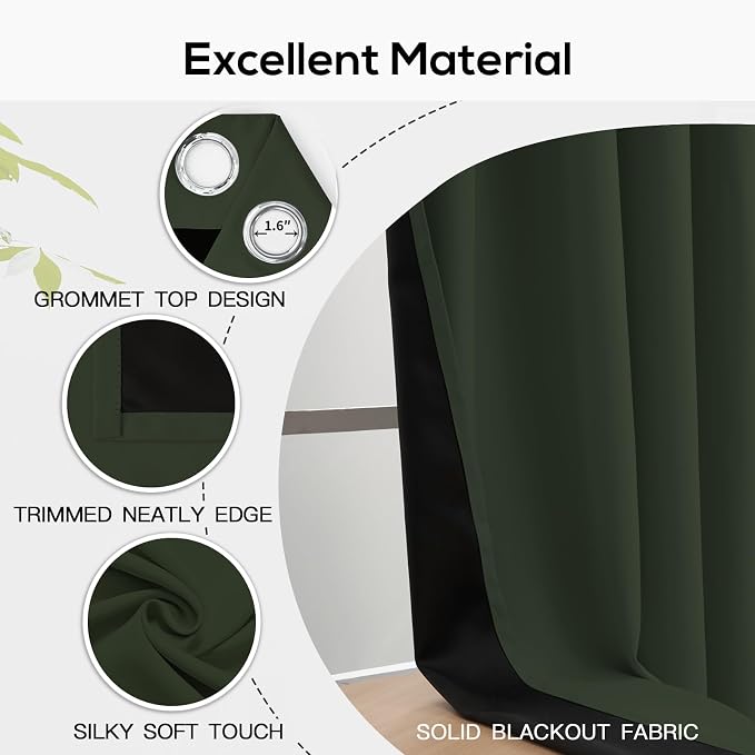 Yakamok Greyish Green Blackout Curtains 84 inches Long - Image 4